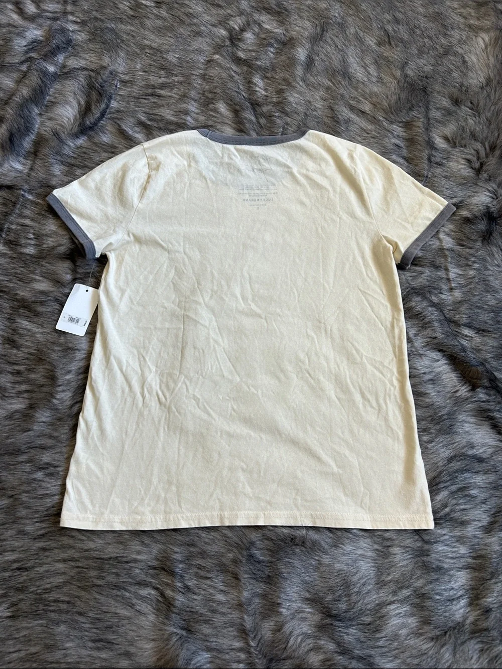 NWT Lucky Brand Floral Janis Joplin Graphic Ringer T-Shirt Small